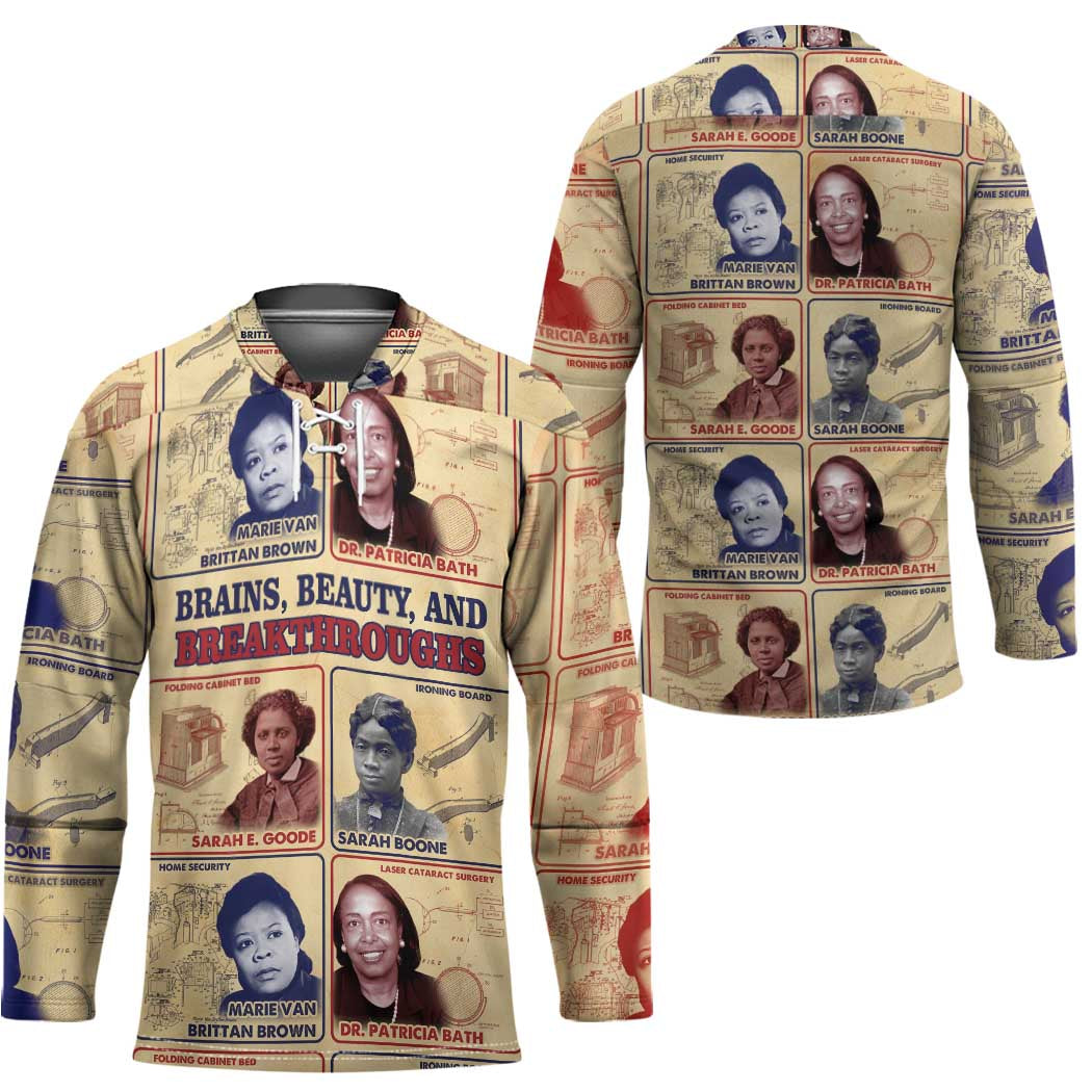 Brains Beauty And Breakthroughs Hockey Jersey African Trailblazing Women Inventors and Innovators - Wonder Print Shop