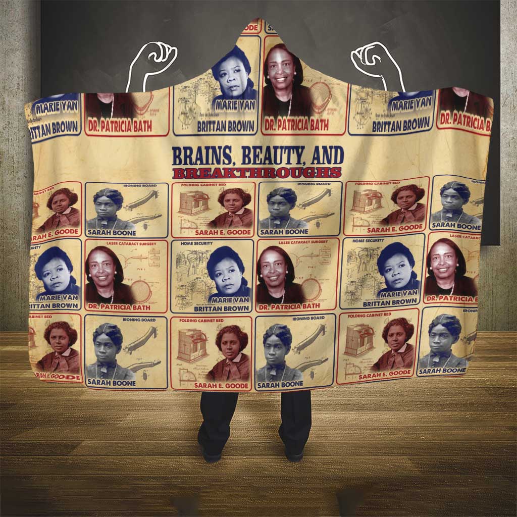 Brains Beauty And Breakthroughs Hooded Blanket African Trailblazing Women Inventors and Innovators - Wonder Print Shop
