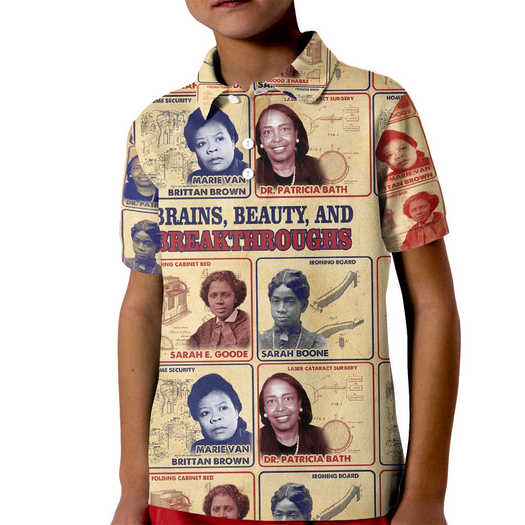Brains Beauty And Breakthroughs Kid Polo Shirt African Trailblazing Women Inventors and Innovators - Wonder Print Shop