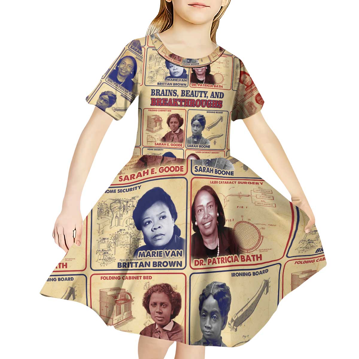 Brains Beauty And Breakthroughs Kid Short Sleeve Dress African Trailblazing Women Inventors and Innovators - Wonder Print Shop