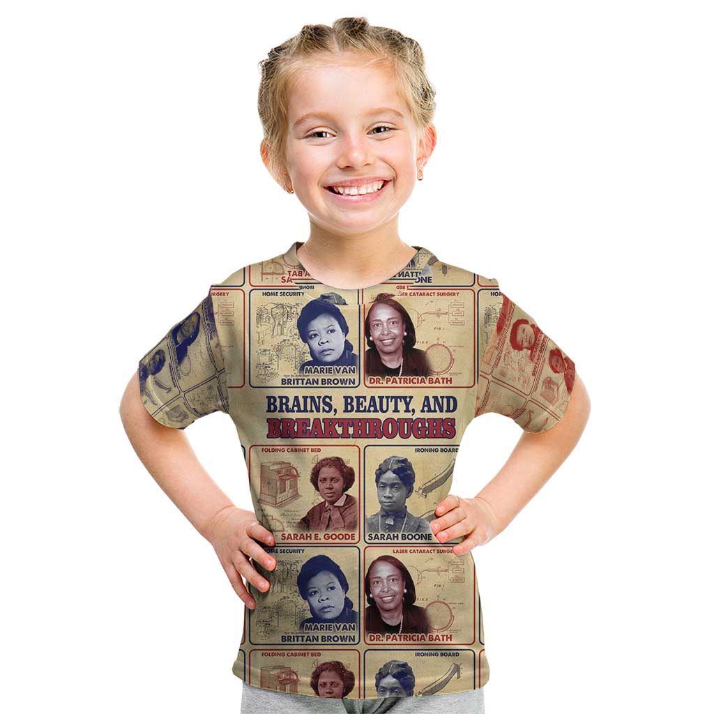 Brains Beauty And Breakthroughs Kid T Shirt African Trailblazing Women Inventors and Innovators - Wonder Print Shop