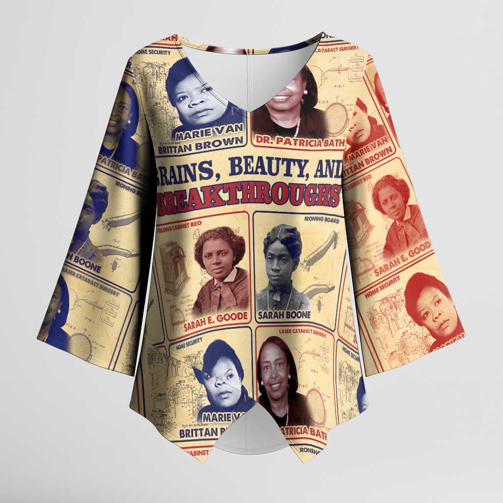 Brains Beauty And Breakthroughs Kimono Sleeve Blouse African Trailblazing Women Inventors and Innovators - Wonder Print Shop
