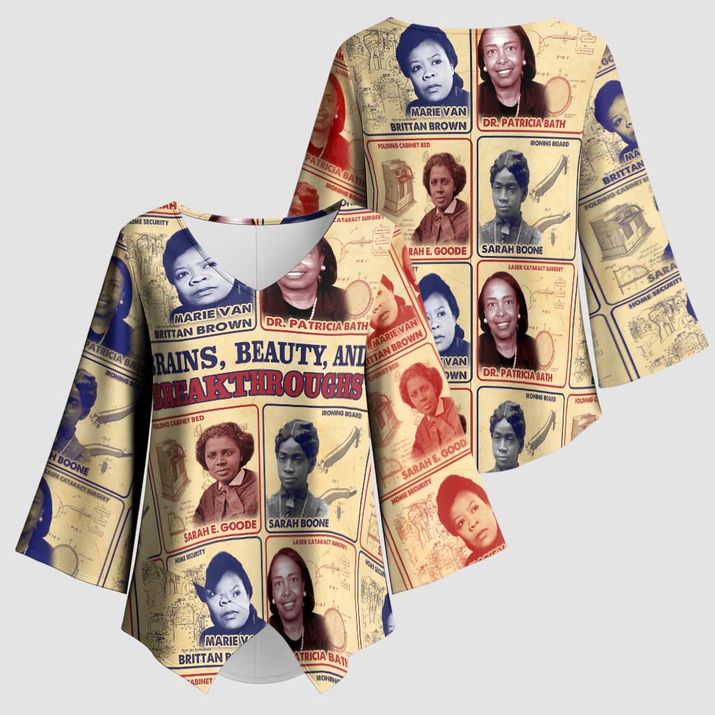 Brains Beauty And Breakthroughs Kimono Sleeve Blouse African Trailblazing Women Inventors and Innovators - Wonder Print Shop