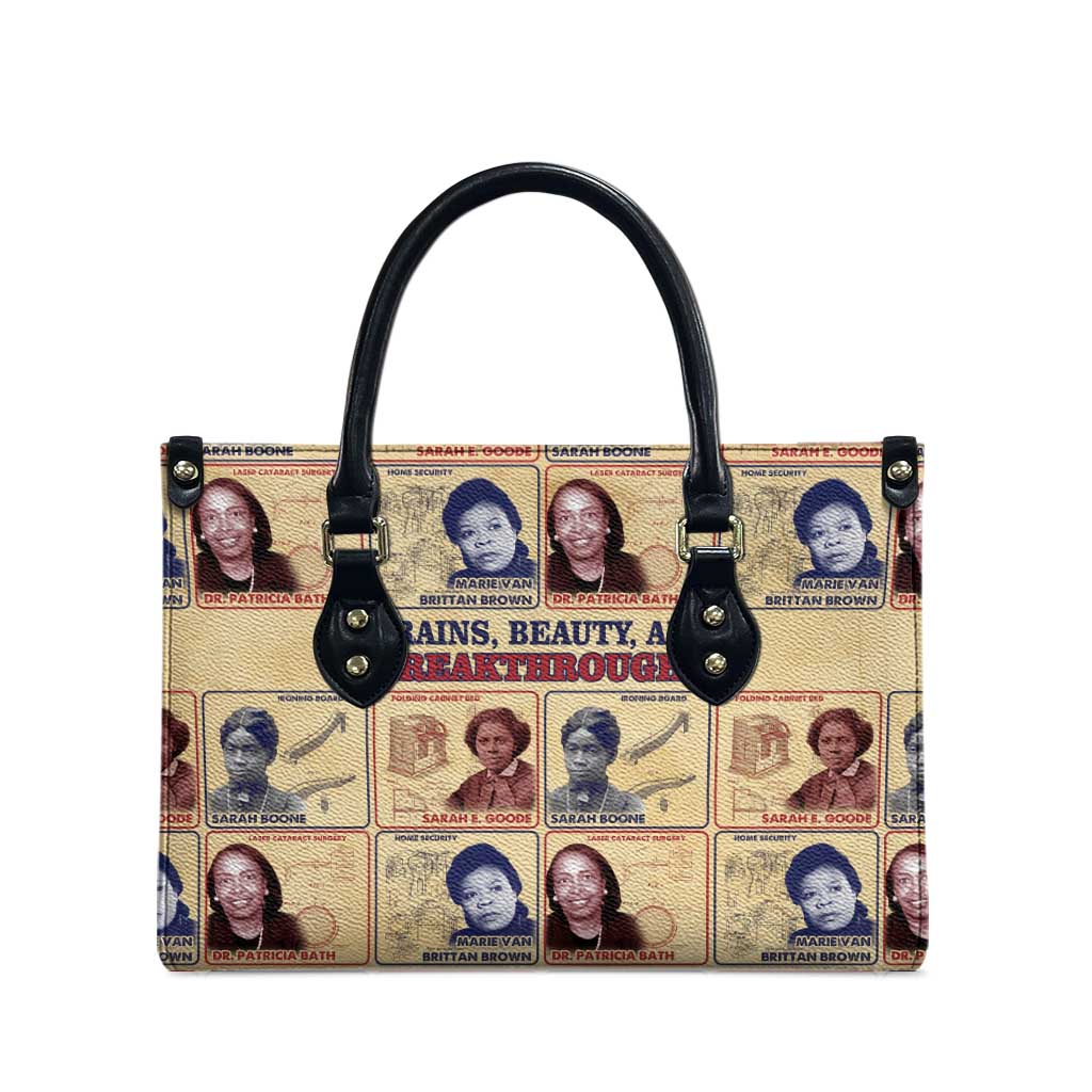 Brains Beauty And Breakthroughs Leather Bag African Trailblazing Women Inventors and Innovators - Wonder Print Shop