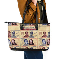 Brains Beauty And Breakthroughs Leather Tote Bag African Trailblazing Women Inventors and Innovators - Wonder Print Shop