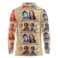 Brains Beauty And Breakthroughs Long Sleeve Polo Shirt African Trailblazing Women Inventors and Innovators - Wonder Print Shop
