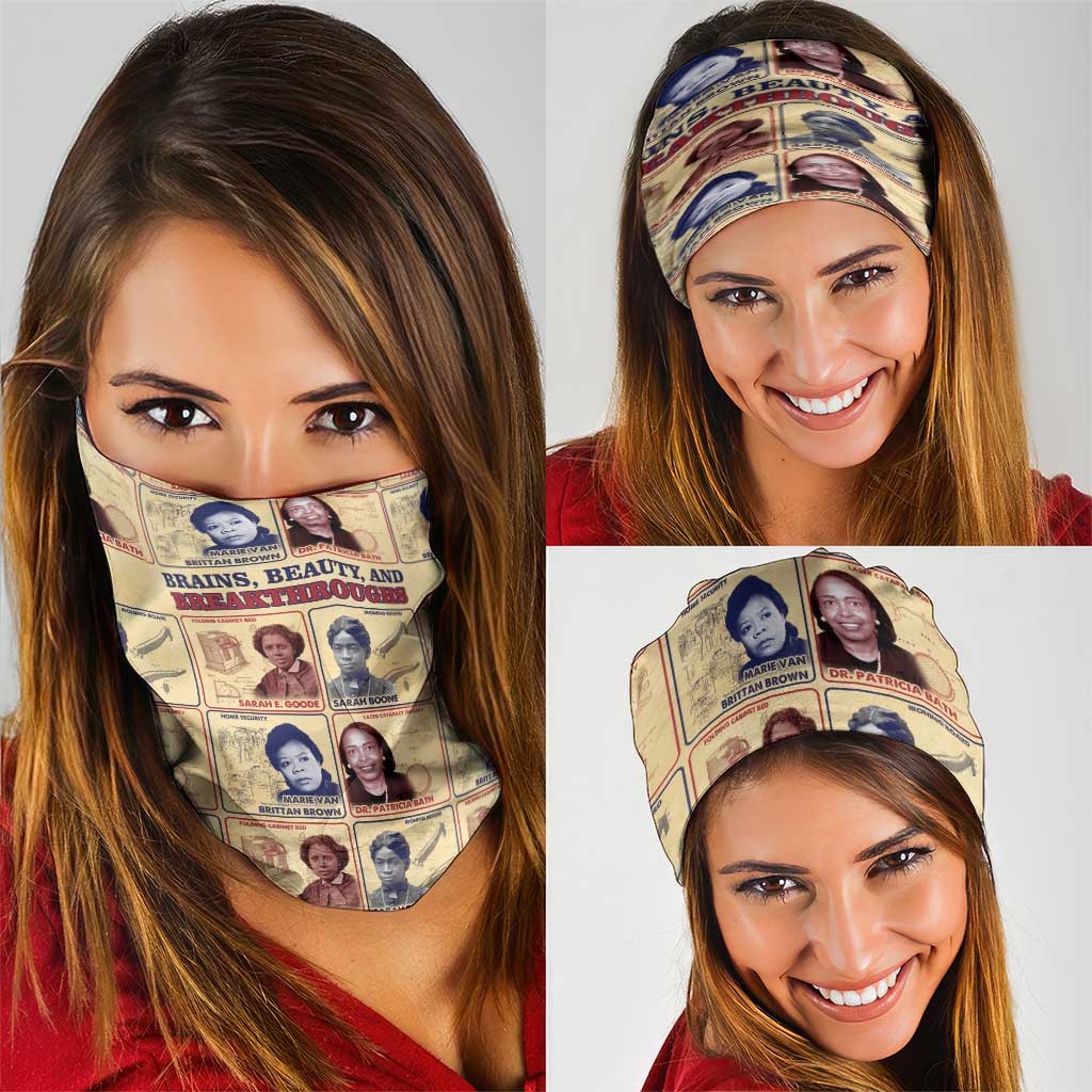 Brains Beauty And Breakthroughs Neck Gaiter African Trailblazing Women Inventors and Innovators - Wonder Print Shop