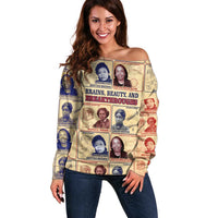 Brains Beauty And Breakthroughs Off Shoulder Sweater African Trailblazing Women Inventors and Innovators - Wonder Print Shop