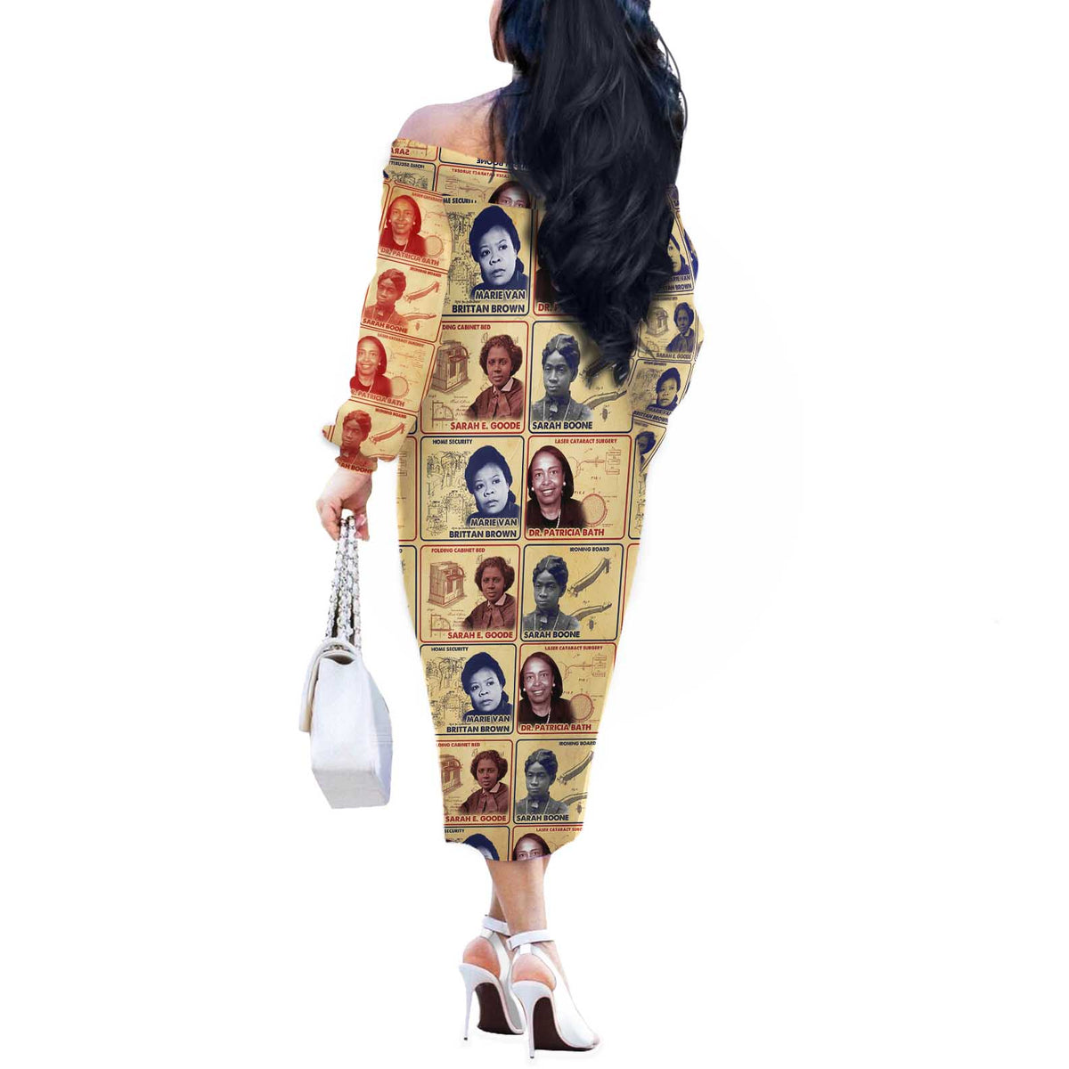 Brains Beauty And Breakthroughs Off The Shoulder Long Sleeve Dress African Trailblazing Women Inventors and Innovators - Wonder Print Shop