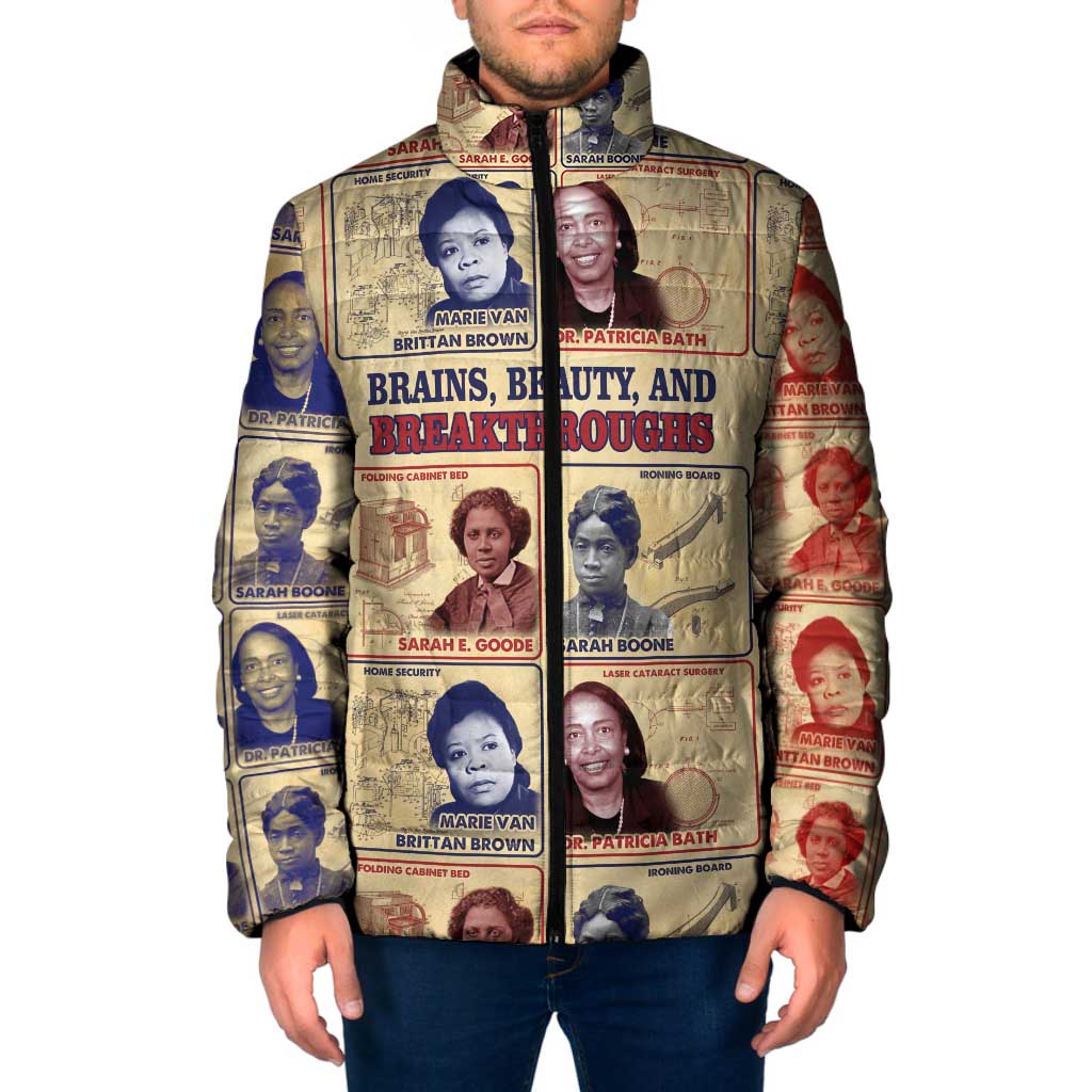 Brains Beauty And Breakthroughs Padded Jacket African Trailblazing Women Inventors and Innovators - Wonder Print Shop