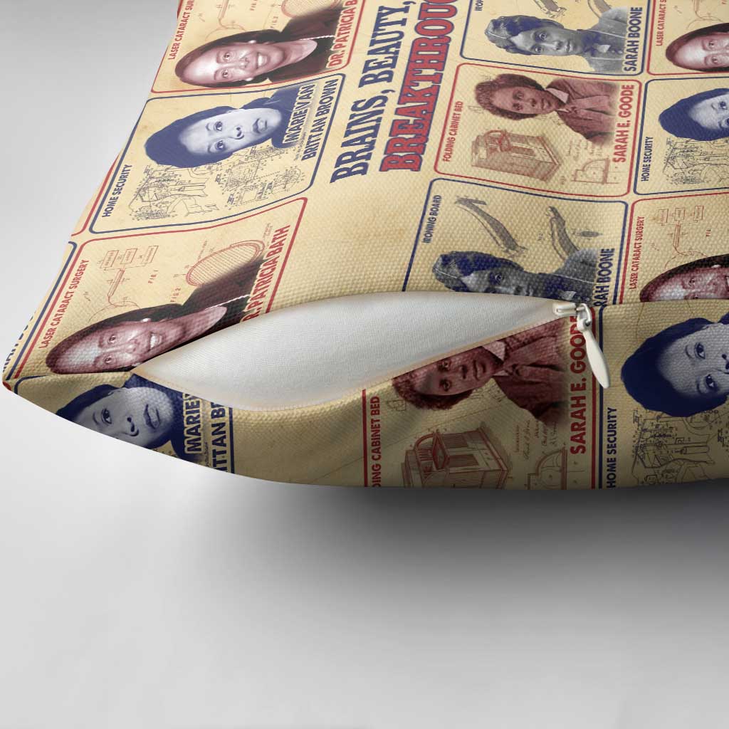 Brains Beauty And Breakthroughs Pillow Cover African Trailblazing Women Inventors and Innovators - Wonder Print Shop