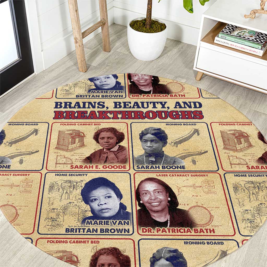 Brains Beauty And Breakthroughs Round Carpet African Trailblazing Women Inventors and Innovators - Wonder Print Shop