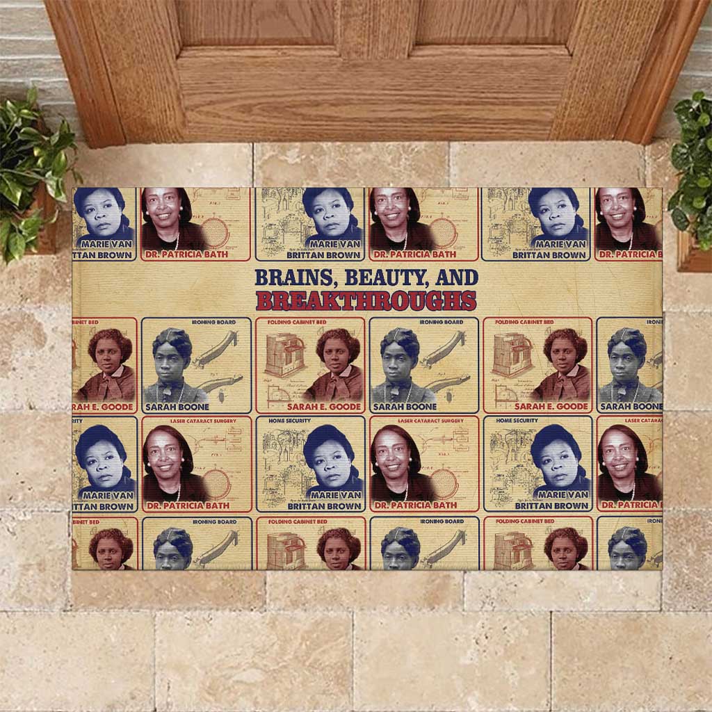 Brains Beauty And Breakthroughs Rubber Doormat African Trailblazing Women Inventors and Innovators - Wonder Print Shop