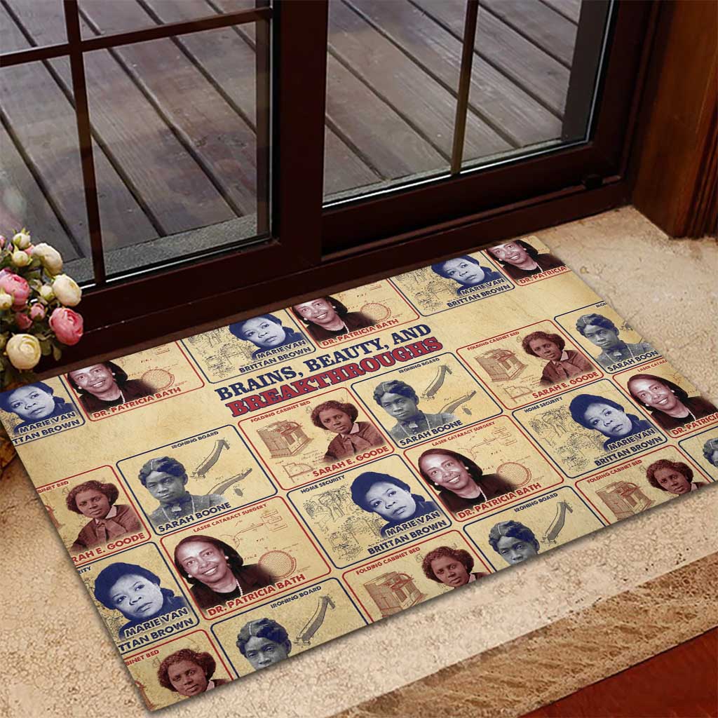 Brains Beauty And Breakthroughs Rubber Doormat African Trailblazing Women Inventors and Innovators - Wonder Print Shop