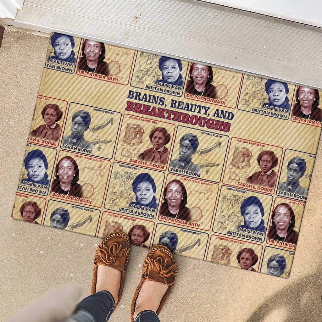 Brains Beauty And Breakthroughs Rubber Doormat African Trailblazing Women Inventors and Innovators - Wonder Print Shop