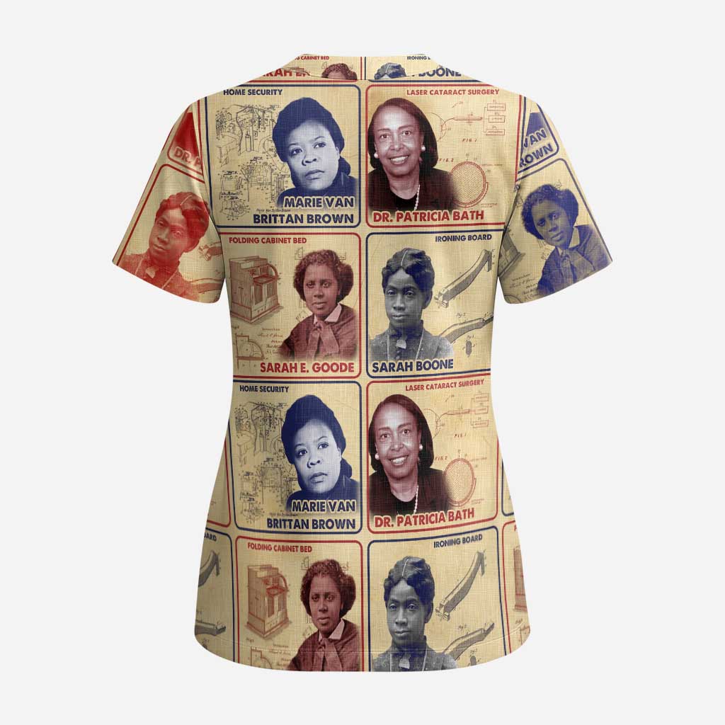 Brains Beauty And Breakthroughs Scrub Top African Trailblazing Women Inventors and Innovators - Wonder Print Shop