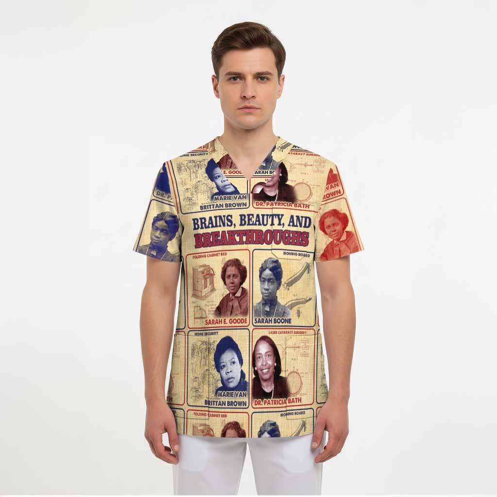 Brains Beauty And Breakthroughs Scrub Top African Trailblazing Women Inventors and Innovators - Wonder Print Shop