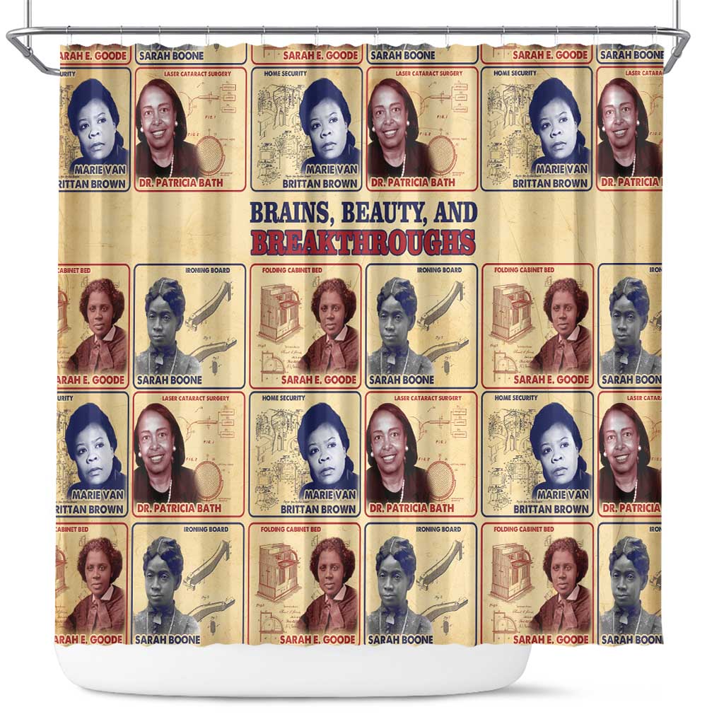 Brains Beauty And Breakthroughs Shower Curtain African Trailblazing Women Inventors and Innovators - Wonder Print Shop