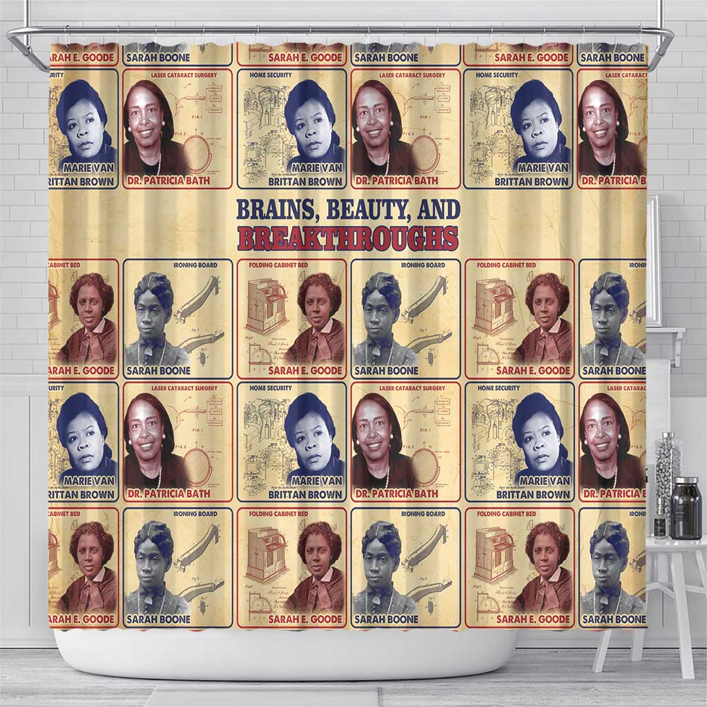 Brains Beauty And Breakthroughs Shower Curtain African Trailblazing Women Inventors and Innovators - Wonder Print Shop