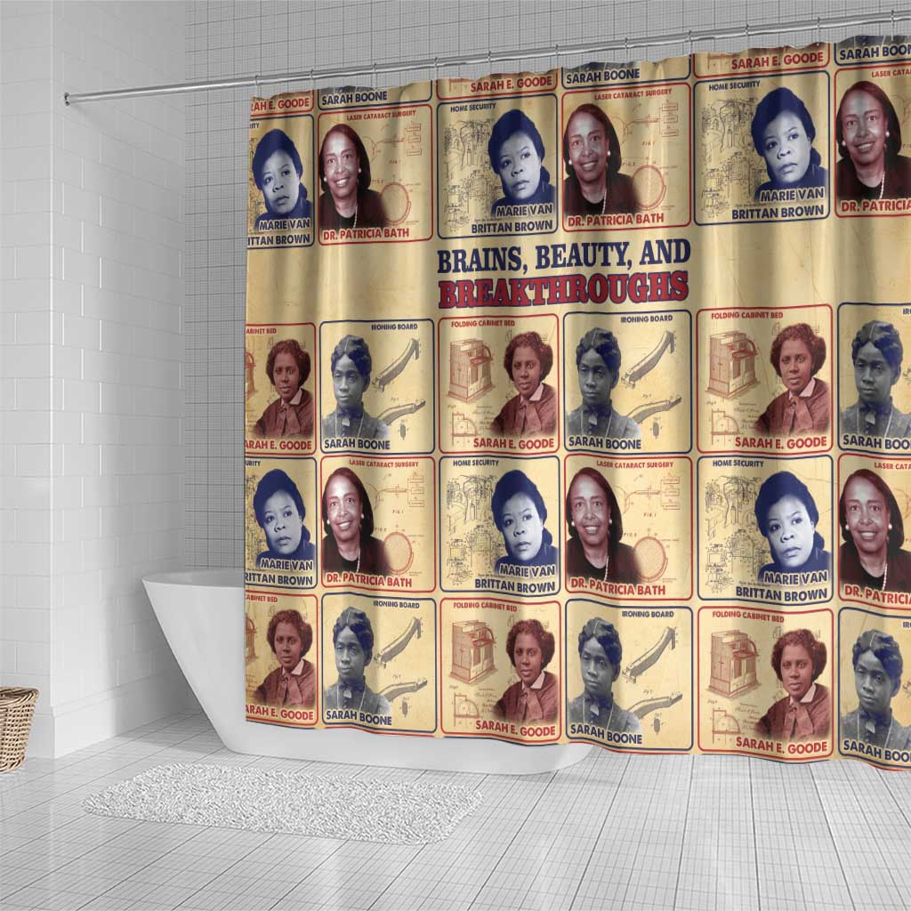 Brains Beauty And Breakthroughs Shower Curtain African Trailblazing Women Inventors and Innovators - Wonder Print Shop