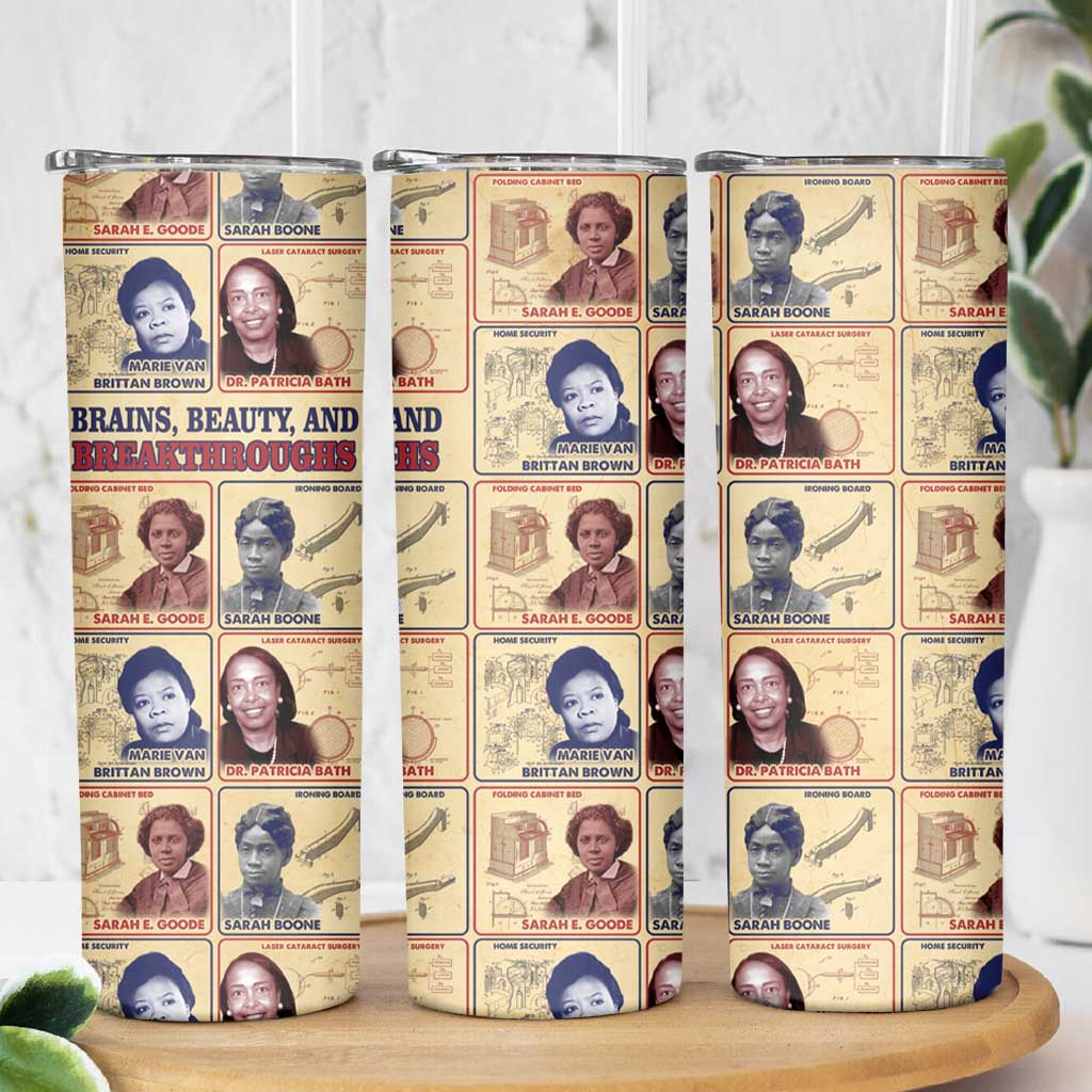 Brains Beauty And Breakthroughs Skinny Tumbler African Trailblazing Women Inventors and Innovators - Wonder Print Shop