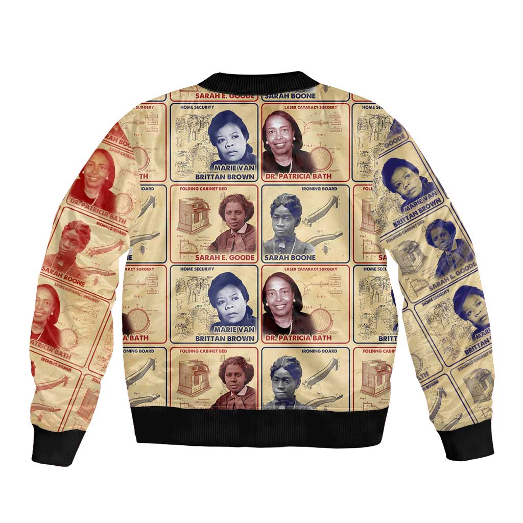 Brains Beauty And Breakthroughs Sleeve Zip Bomber Jacket African Trailblazing Women Inventors and Innovators - Wonder Print Shop