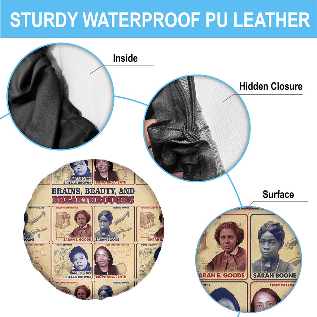 Brains Beauty And Breakthroughs Spare Tire Cover African Trailblazing Women Inventors and Innovators - Wonder Print Shop