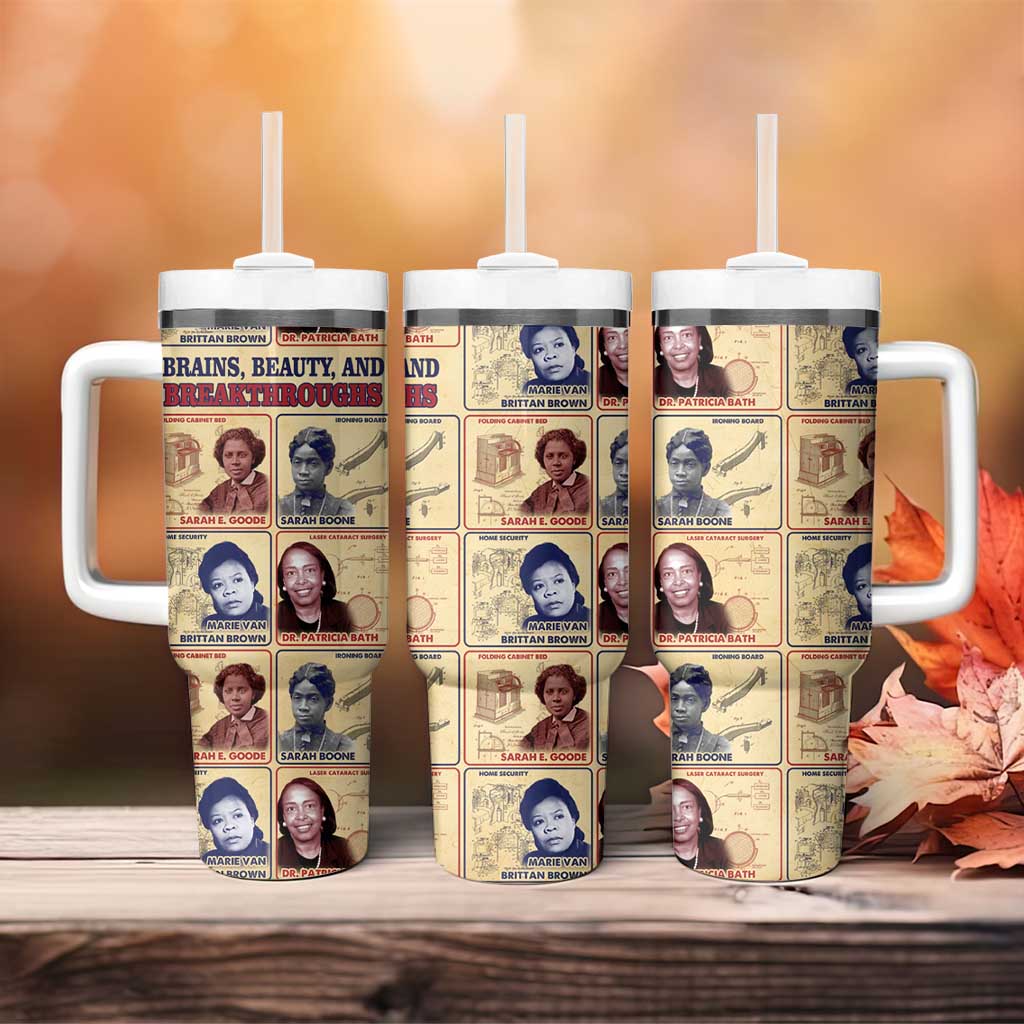 Brains Beauty And Breakthroughs Tumbler With Handle African Trailblazing Women Inventors and Innovators - Wonder Print Shop