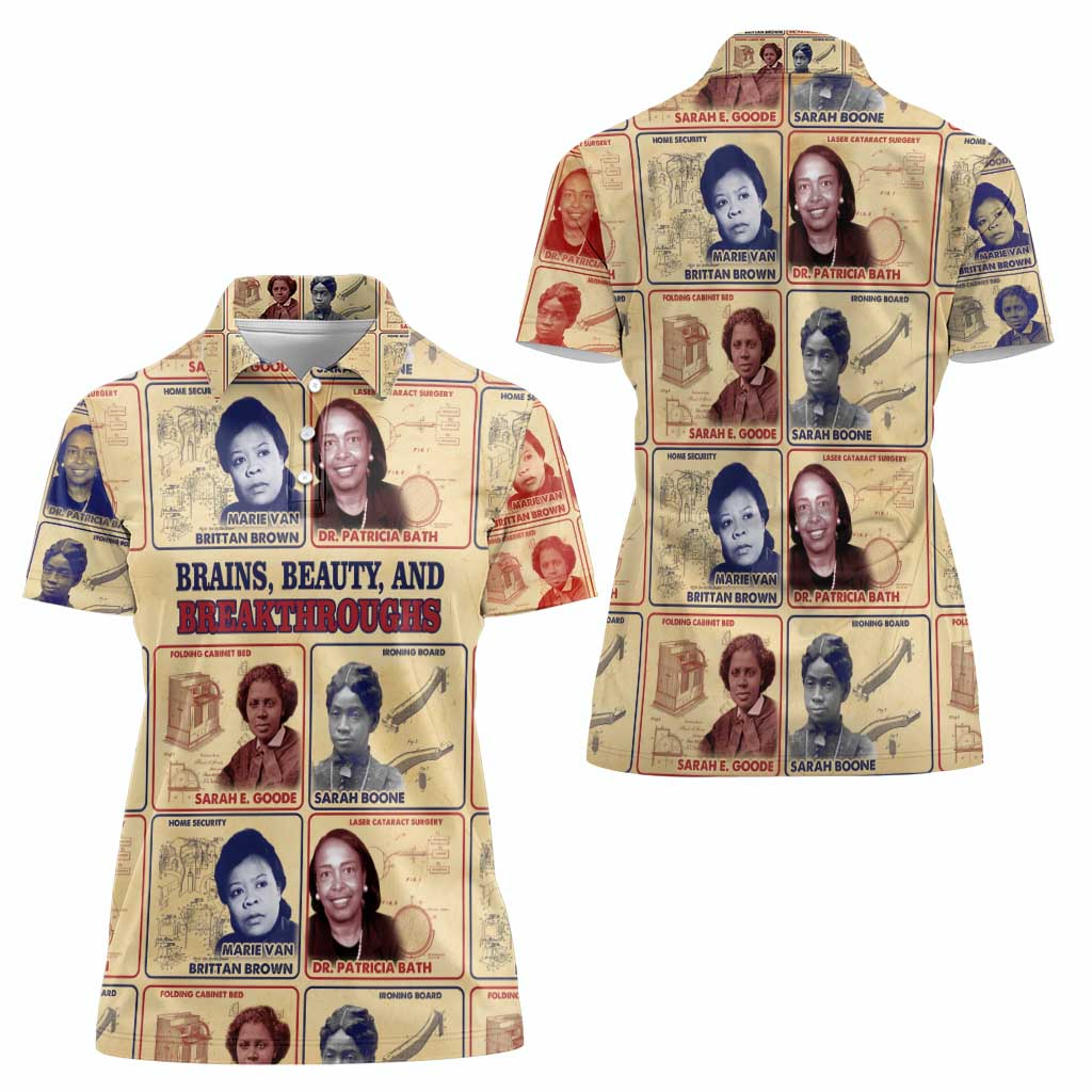 Brains Beauty And Breakthroughs Women Polo Shirt African Trailblazing Women Inventors and Innovators - Wonder Print Shop