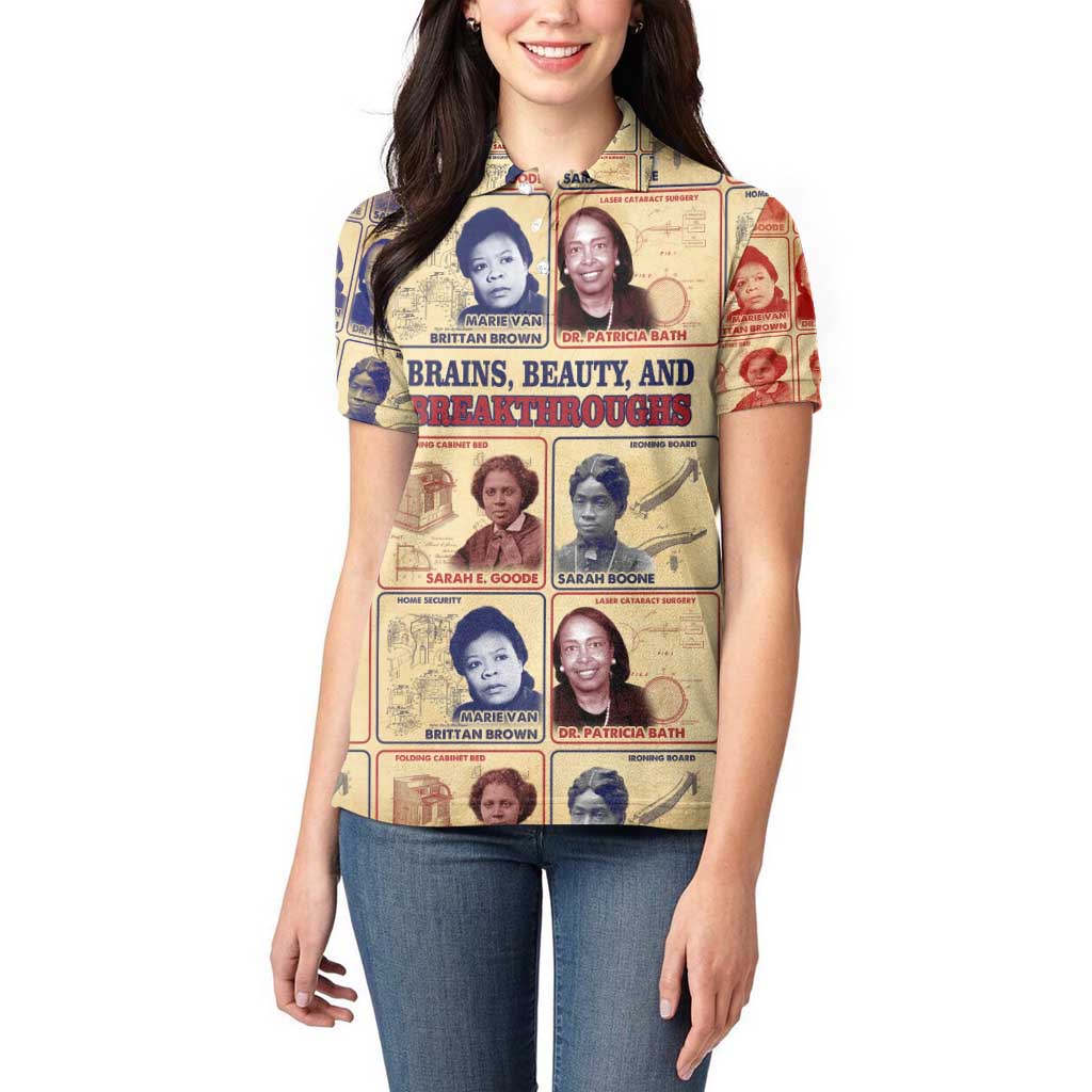 Brains Beauty And Breakthroughs Women Polo Shirt African Trailblazing Women Inventors and Innovators - Wonder Print Shop