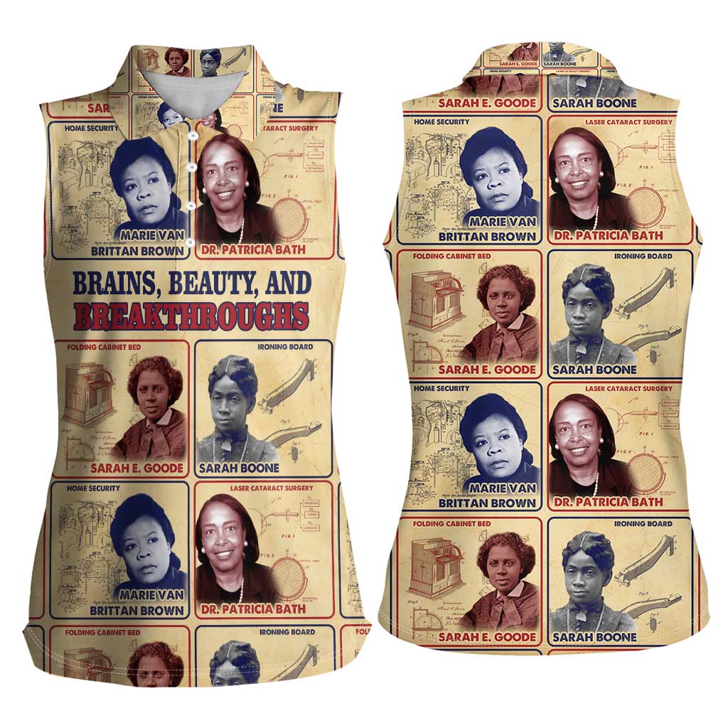 Brains Beauty And Breakthroughs Women Sleeveless Polo Shirt African Trailblazing Women Inventors and Innovators - Wonder Print Shop