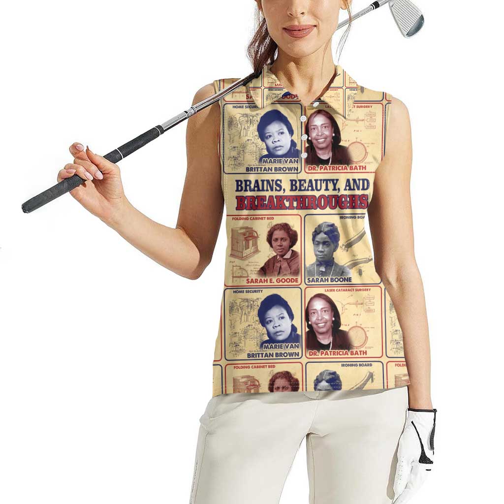 Brains Beauty And Breakthroughs Women Sleeveless Polo Shirt African Trailblazing Women Inventors and Innovators - Wonder Print Shop