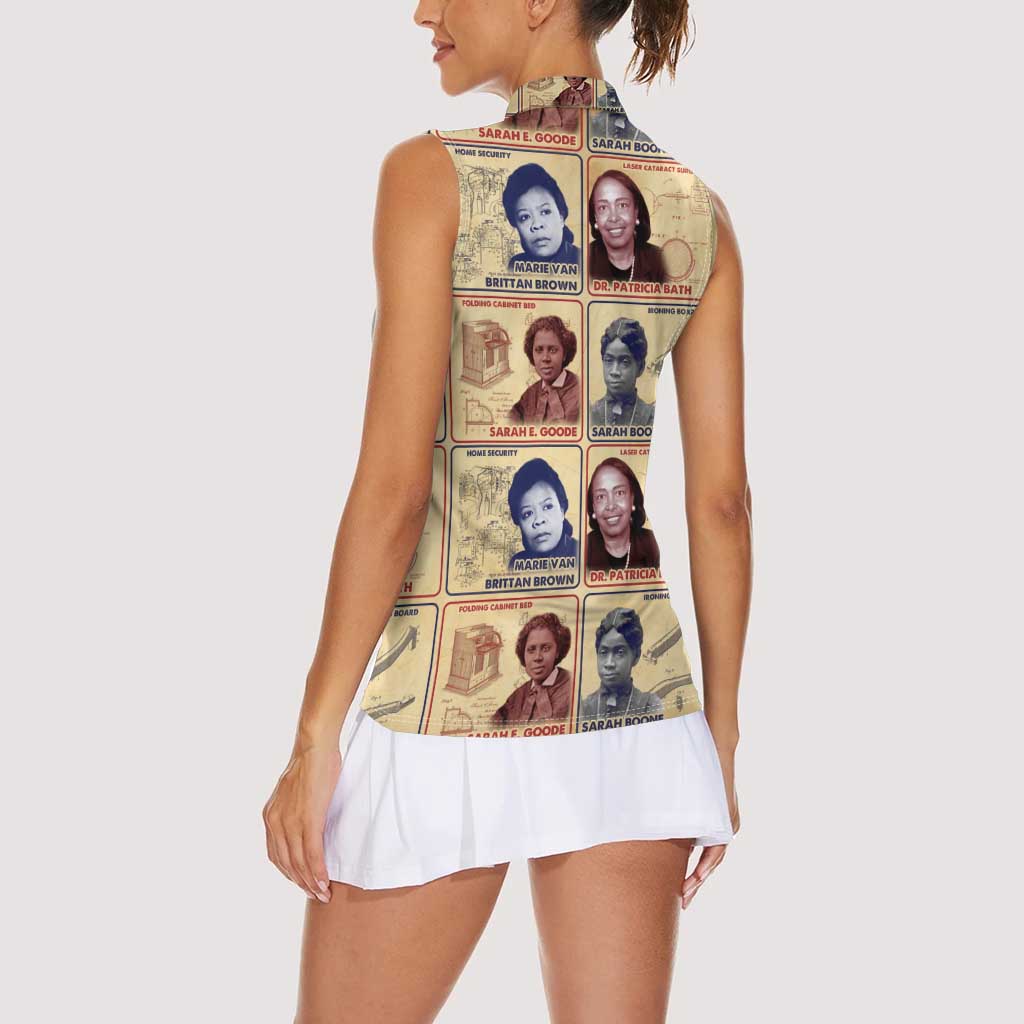 Brains Beauty And Breakthroughs Women Sleeveless Polo Shirt African Trailblazing Women Inventors and Innovators - Wonder Print Shop