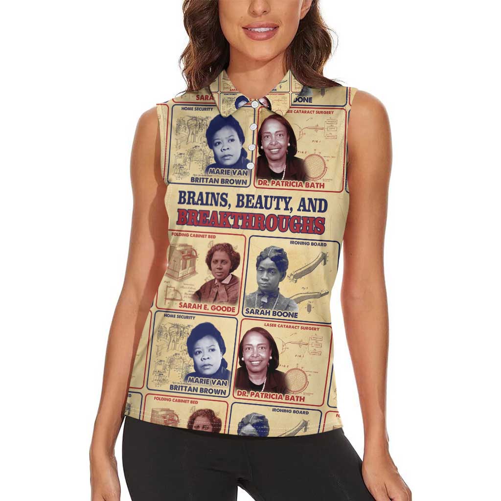 Brains Beauty And Breakthroughs Women Sleeveless Polo Shirt African Trailblazing Women Inventors and Innovators - Wonder Print Shop