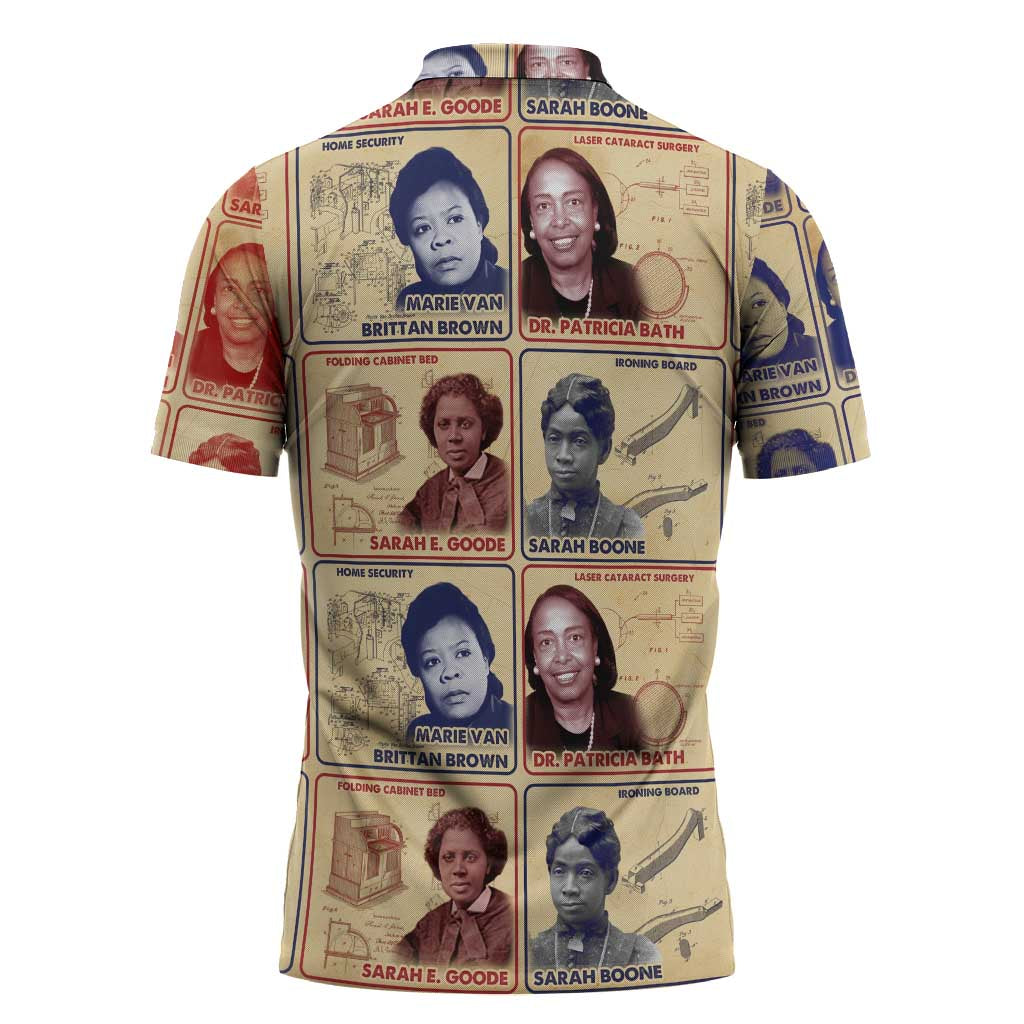 Brains Beauty And Breakthroughs Zipper Polo Shirt African Trailblazing Women Inventors and Innovators - Wonder Print Shop