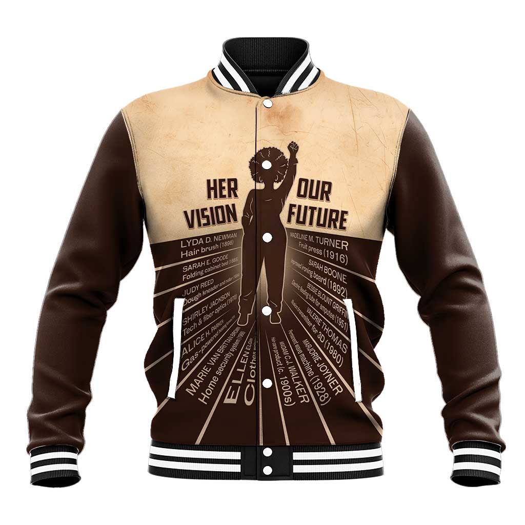 Her Vision Our Future Baseball Jacket African Influential Black Women Inventors and Pioneers - Wonder Print Shop