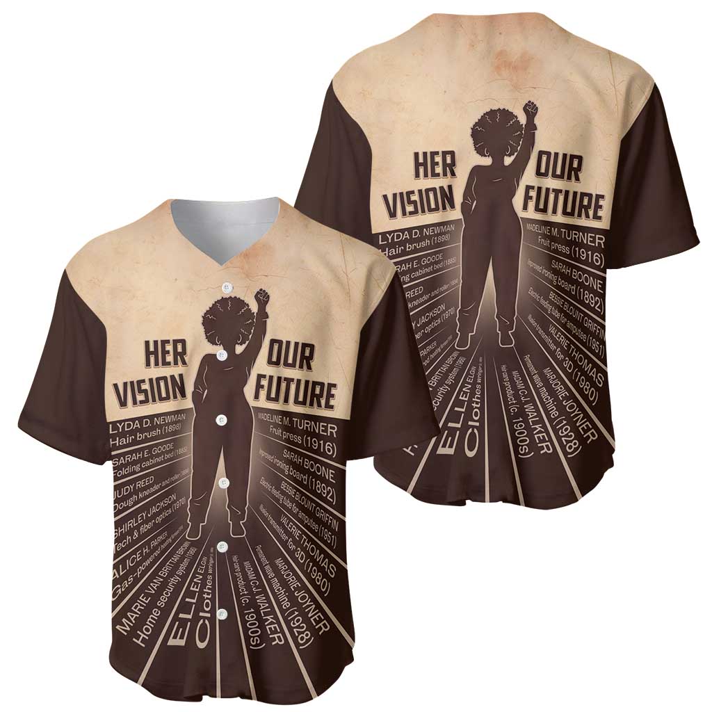 Her Vision Our Future Baseball Jersey African Influential Black Women Inventors and Pioneers - Wonder Print Shop