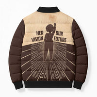 Her Vision Our Future Bomber Puffer Jacket African Influential Black Women Inventors and Pioneers - Wonder Print Shop