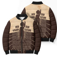 Her Vision Our Future Bomber Puffer Jacket African Influential Black Women Inventors and Pioneers - Wonder Print Shop