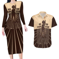 Her Vision Our Future Couples Matching Long Sleeve Bodycon Dress and Hawaiian Shirt African Influential Black Women Inventors and Pioneers - Wonder Print Shop