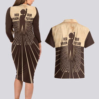 Her Vision Our Future Couples Matching Long Sleeve Bodycon Dress and Hawaiian Shirt African Influential Black Women Inventors and Pioneers - Wonder Print Shop