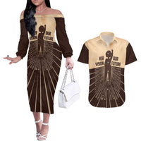 Her Vision Our Future Couples Matching Off The Shoulder Long Sleeve Dress and Hawaiian Shirt African Influential Black Women Inventors and Pioneers - Wonder Print Shop