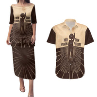 Her Vision Our Future Couples Matching Puletasi and Hawaiian Shirt African Influential Black Women Inventors and Pioneers - Wonder Print Shop