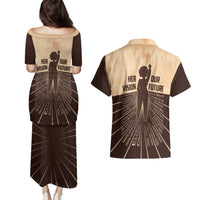 Her Vision Our Future Couples Matching Puletasi and Hawaiian Shirt African Influential Black Women Inventors and Pioneers - Wonder Print Shop