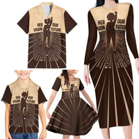 Her Vision Our Future Family Matching Long Sleeve Bodycon Dress and Hawaiian Shirt African Influential Black Women Inventors and Pioneers - Wonder Print Shop