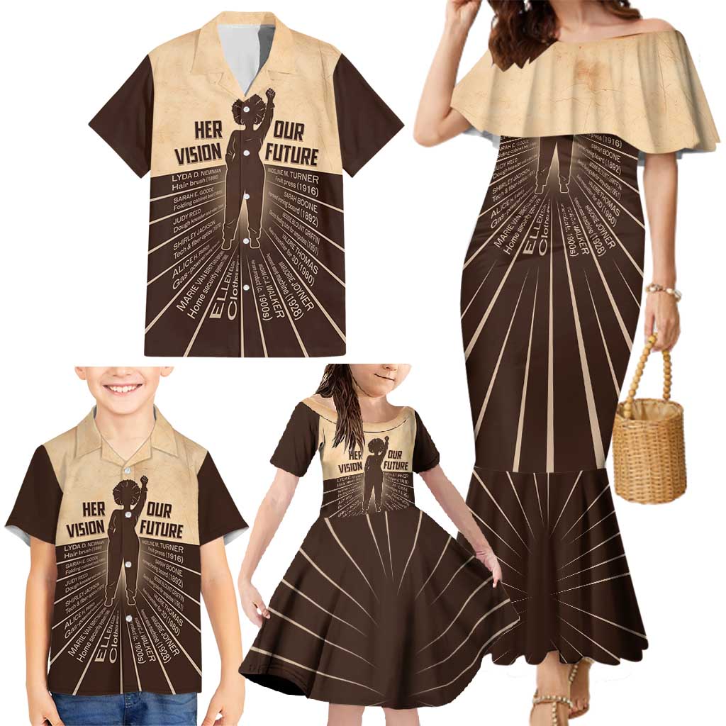 Her Vision Our Future Family Matching Mermaid Dress and Hawaiian Shirt African Influential Black Women Inventors and Pioneers - Wonder Print Shop