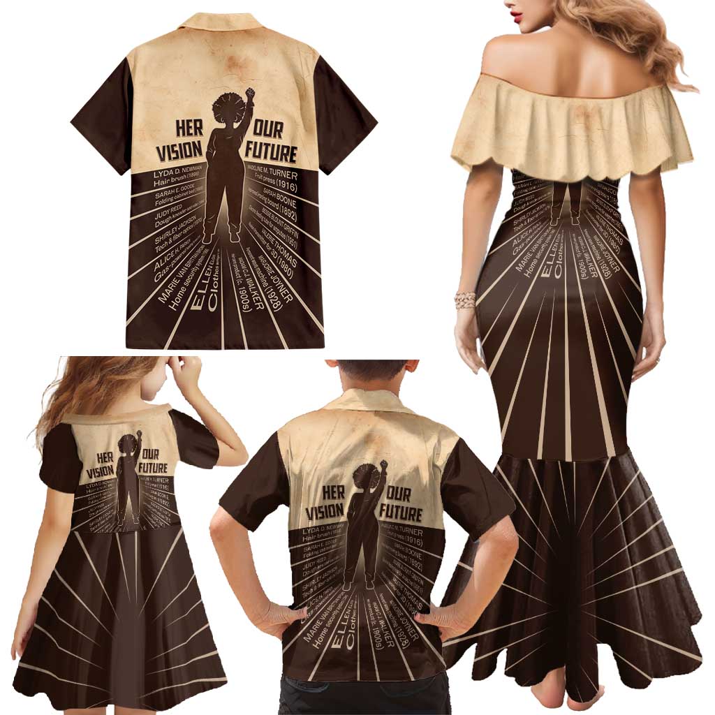 Her Vision Our Future Family Matching Mermaid Dress and Hawaiian Shirt African Influential Black Women Inventors and Pioneers - Wonder Print Shop