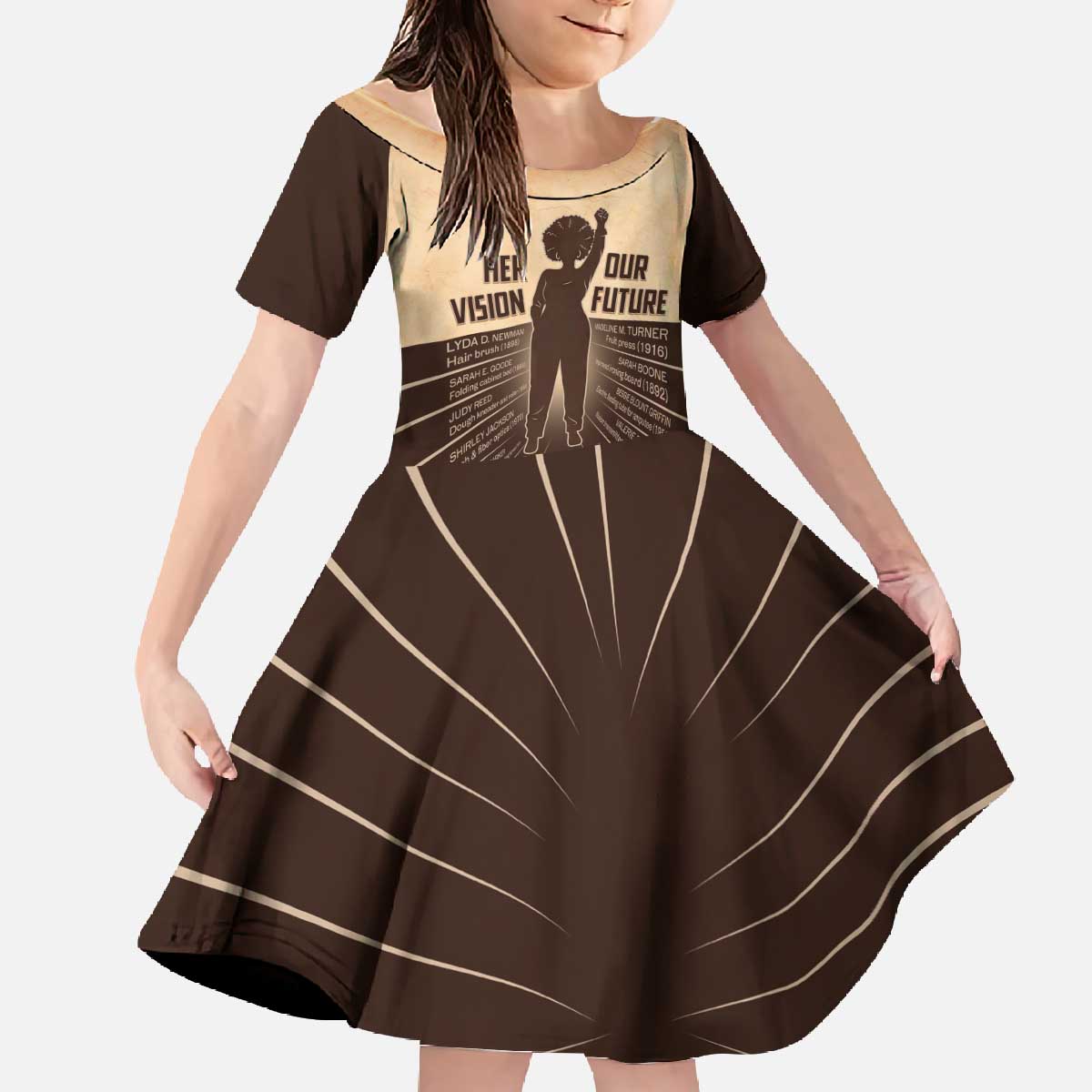 Her Vision Our Future Family Matching Off The Shoulder Long Sleeve Dress and Hawaiian Shirt African Influential Black Women Inventors and Pioneers - Wonder Print Shop