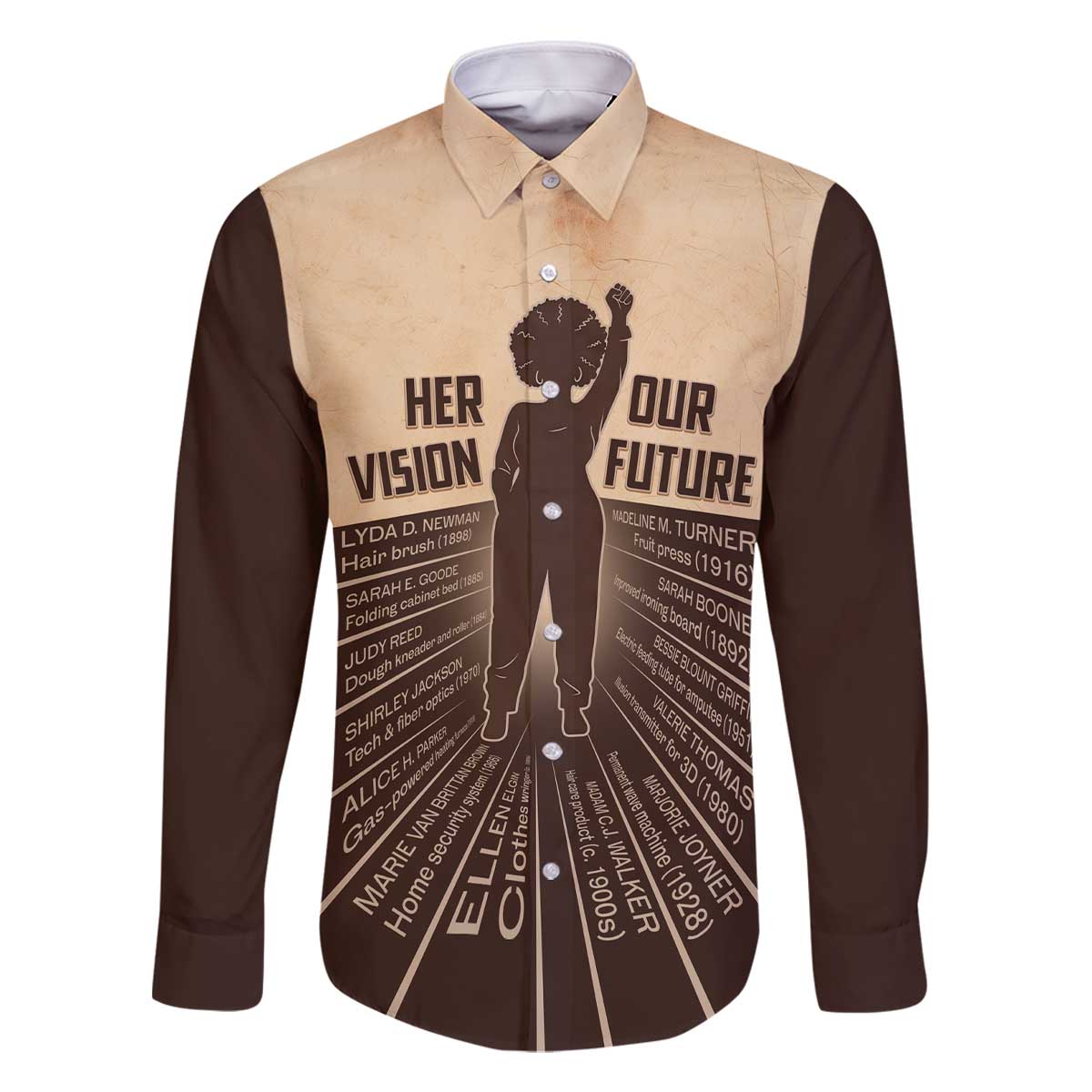 Her Vision Our Future Family Matching Off The Shoulder Long Sleeve Dress and Hawaiian Shirt African Influential Black Women Inventors and Pioneers - Wonder Print Shop