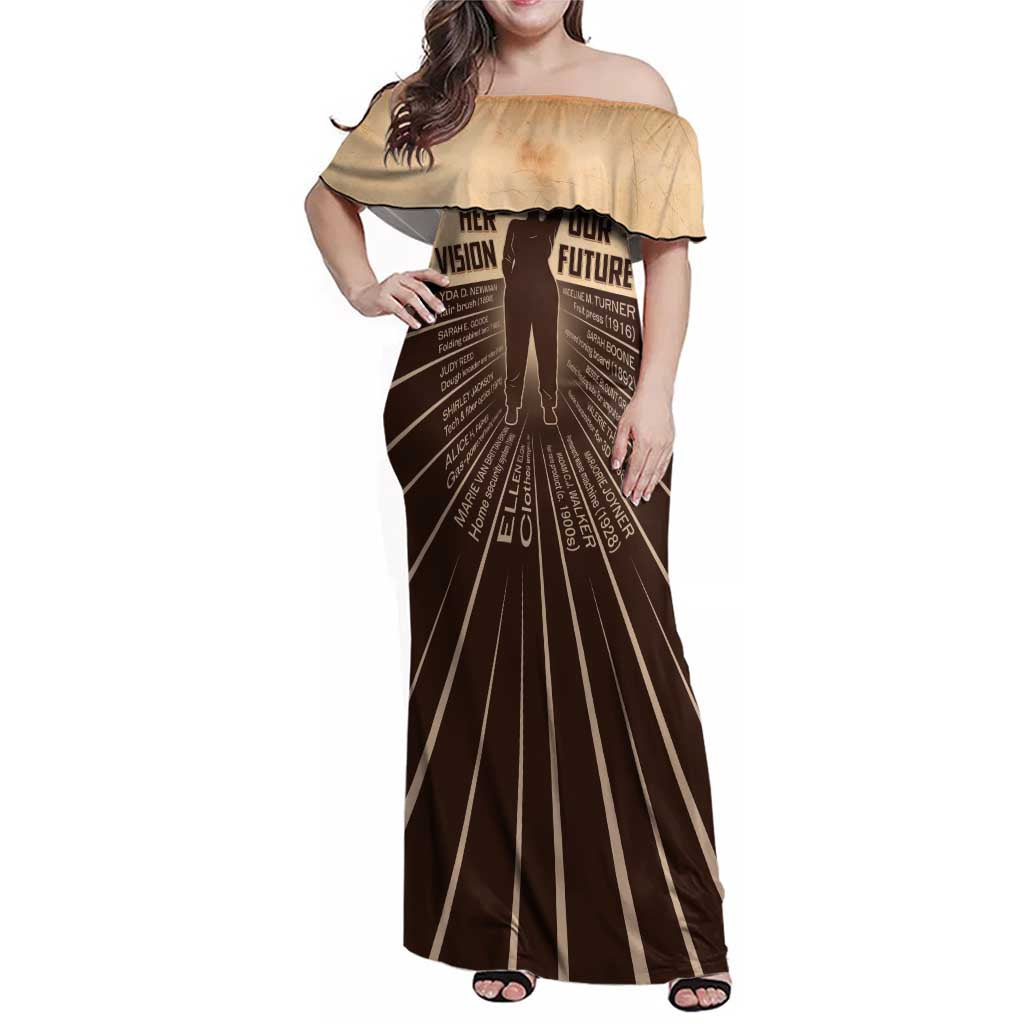 Her Vision Our Future Family Matching Off Shoulder Maxi Dress and Hawaiian Shirt African Influential Black Women Inventors and Pioneers - Wonder Print Shop